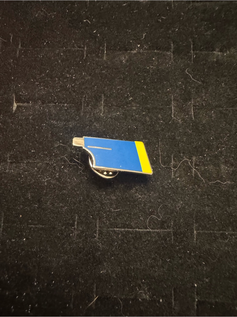 Vintage Blue Yellow Enamel Lapel Pin Badge Gold Tone Unidentified Logo